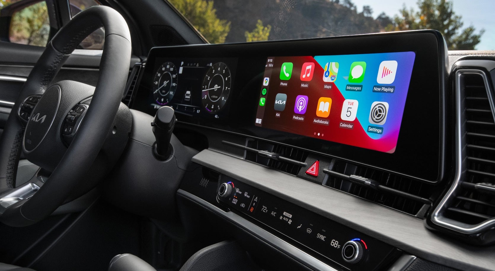 Phone connectivity display inside a Kia Sportage